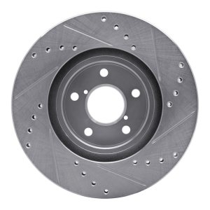 Saab 9-2X Brake Rotor (1) - Front Left - R1 Concepts - Drilled & Slotted - Silver - `90-`16